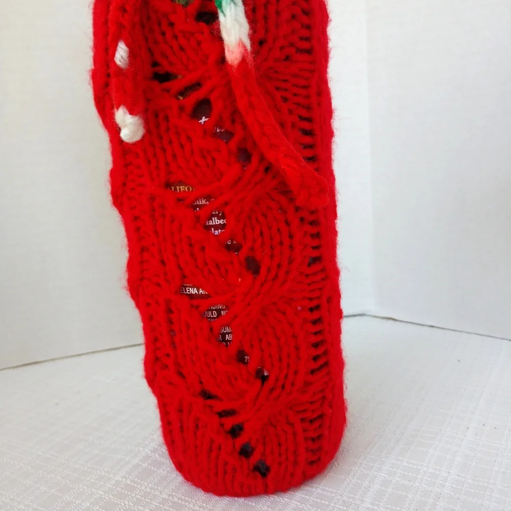 Hand Crafted Bottle Vase Cover Red Holiday Bar Cart Essential Botanical